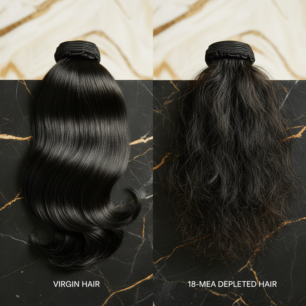 Virgin hair vs 18-MEA depleted hair in the context of The 18-MEA Lipid Layer in Hair Care