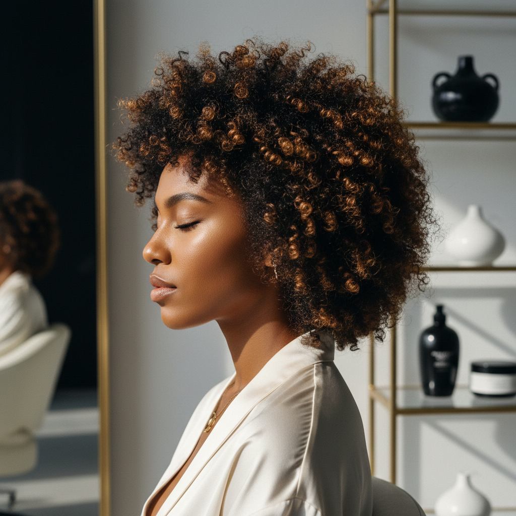 Afro Hair Breakage and Care showing textured hair being gently combed with a wide-tooth detangler