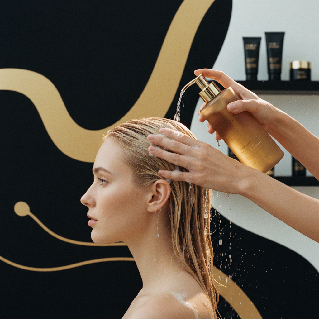 Person carefully applying shampoo using the Best Hair Wash Routine for Thinning Hair