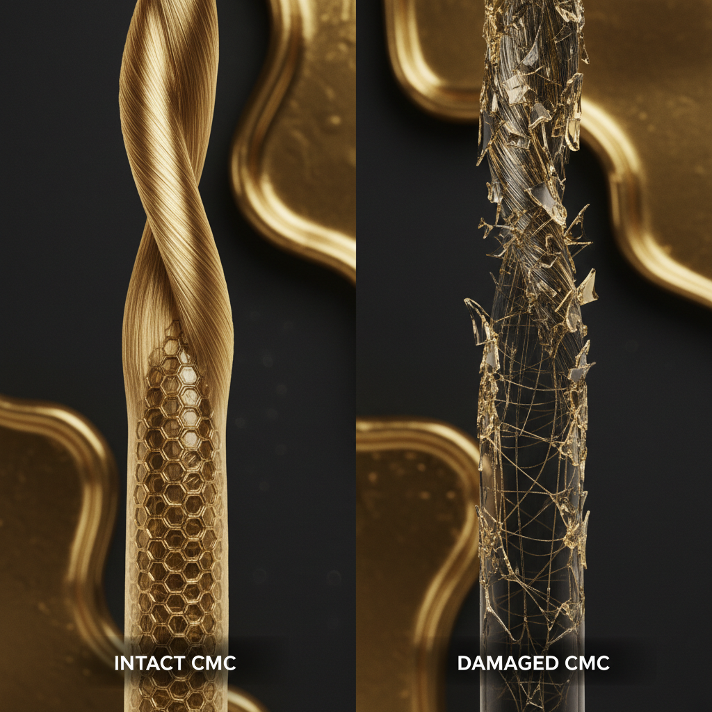 Comparison: Intact CMC vs Damaged CMC in the context of Cell Membrane Complex Hair Structure