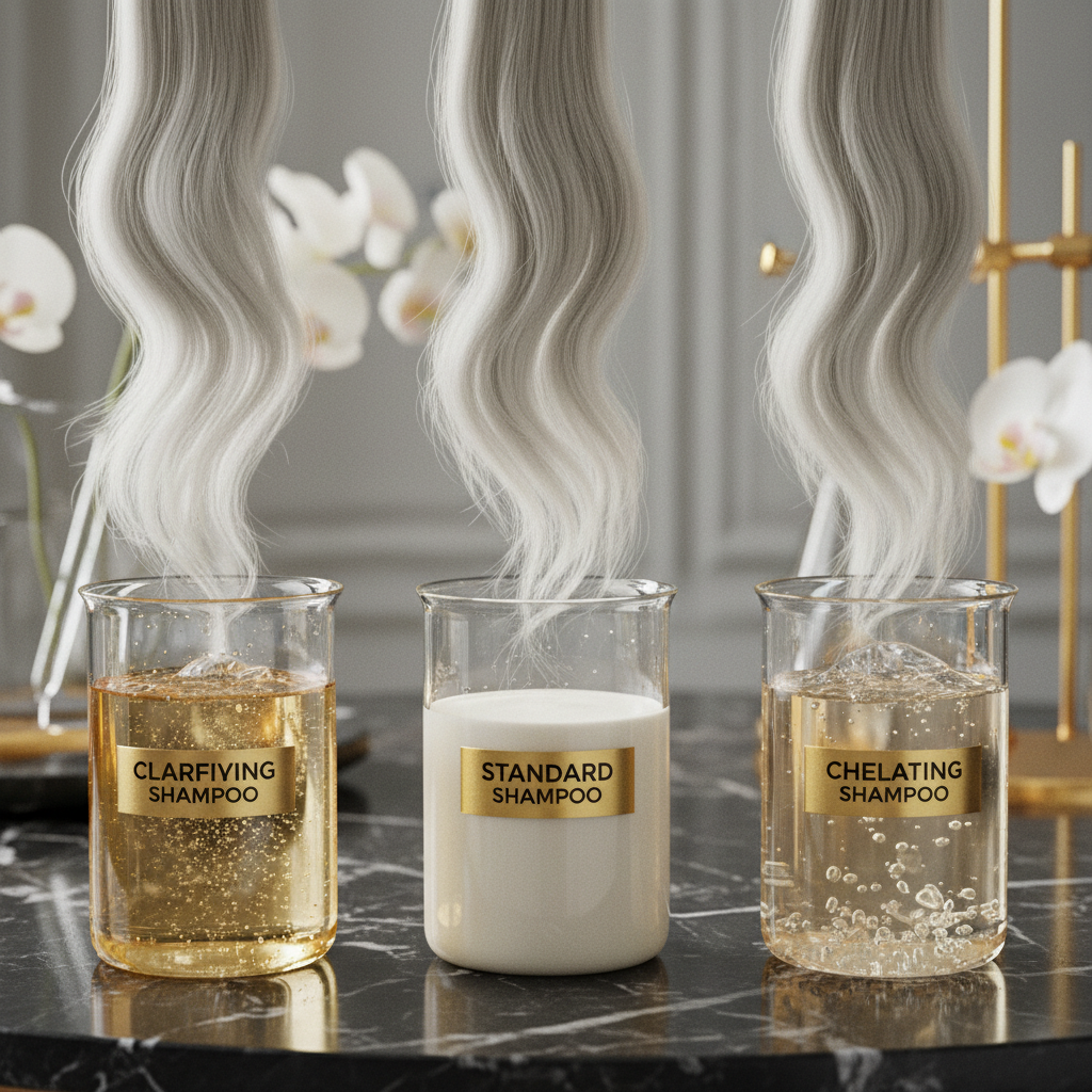Clarifying shampoo vs standard shampoo vs chelating shampoo in the context of Clarifying Shampoo