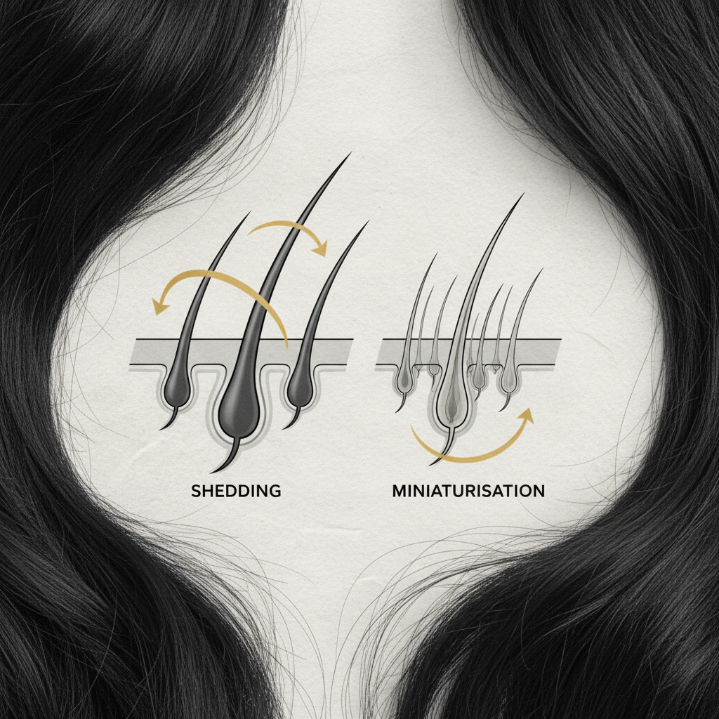 Mechanisms: shedding versus miniaturisation in the context of Diffused Hair Loss