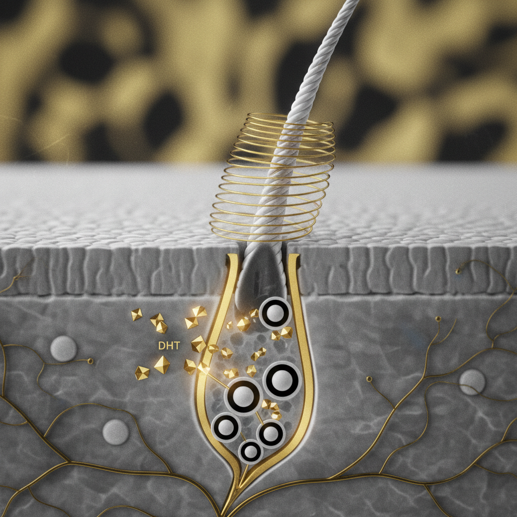 The biological mechanism of DHT in the follicle in the context of Dihydrotestosterone and Hair
