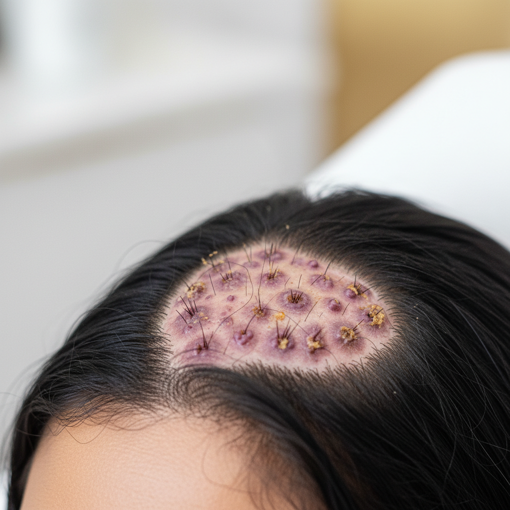 Clinical signs and symptoms to look for in the context of Folliculitis Decalvans Overview
