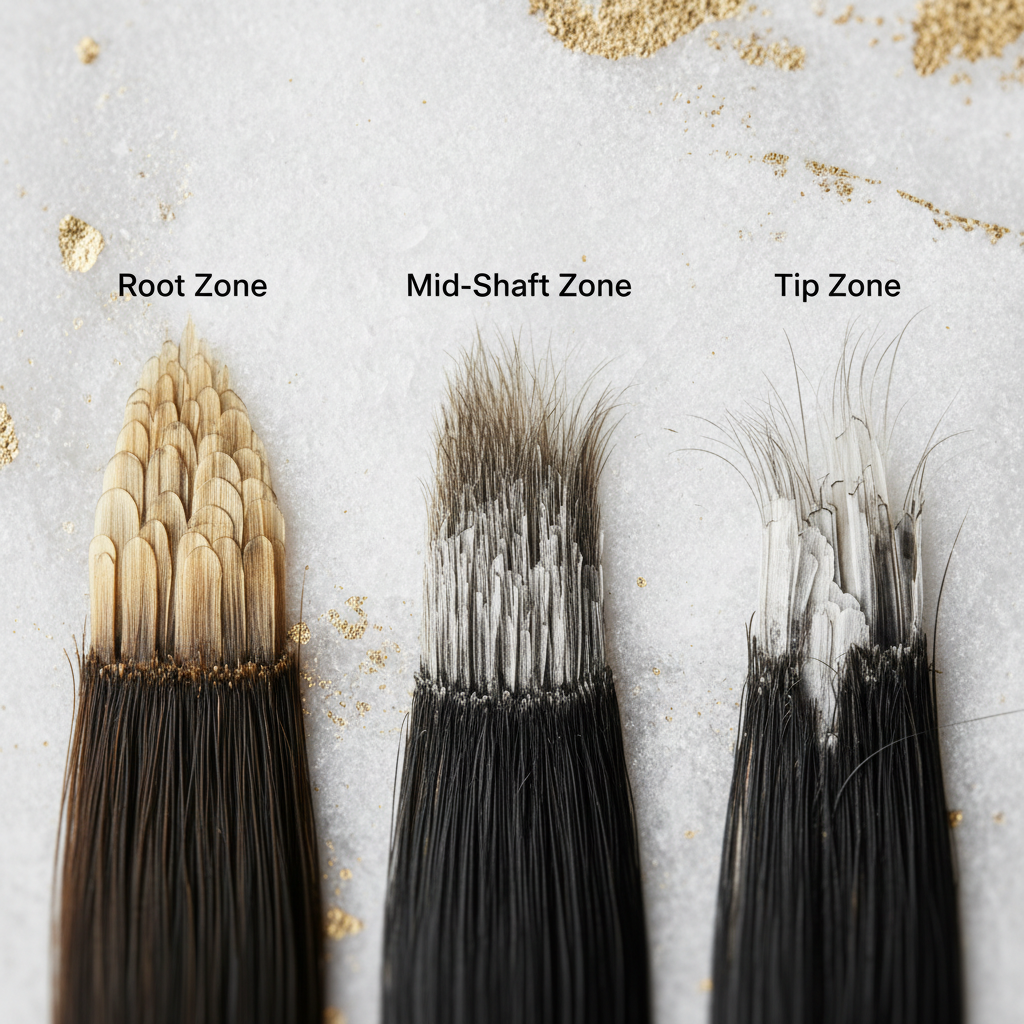 Cuticle layer comparison across structural zones in the context of Hair Cuticle Architecture