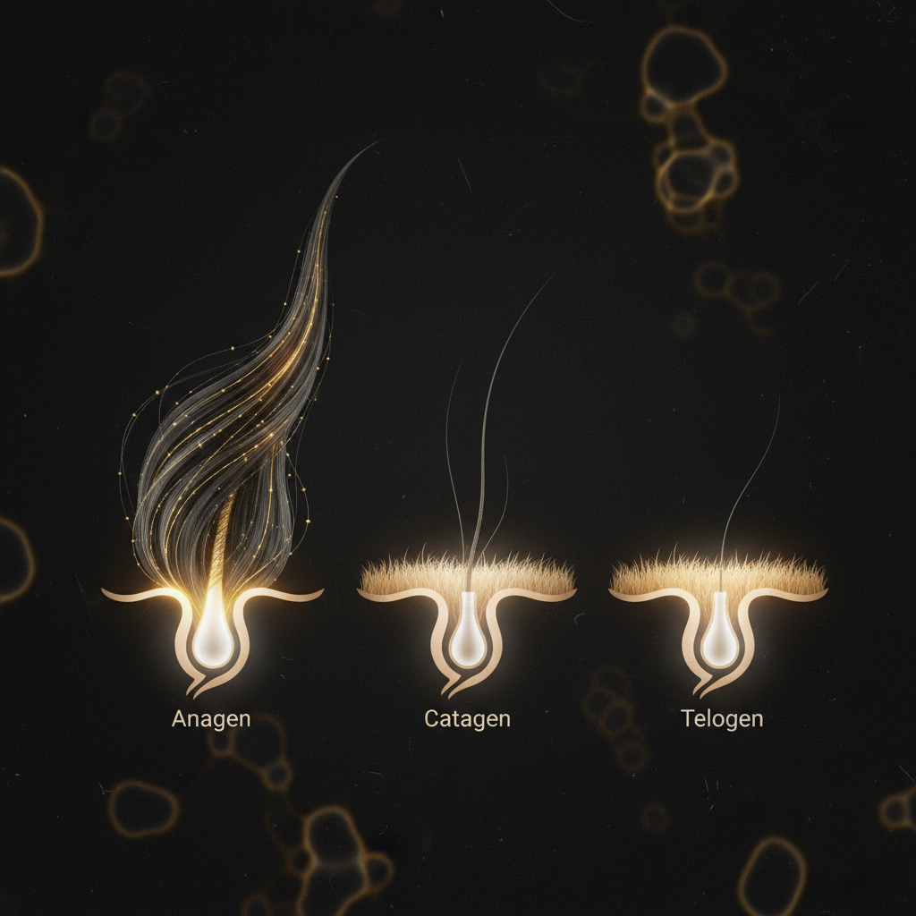 Diagram of the Hair Growth Cycle Phases showing anagen catagen and telogen follicle stages