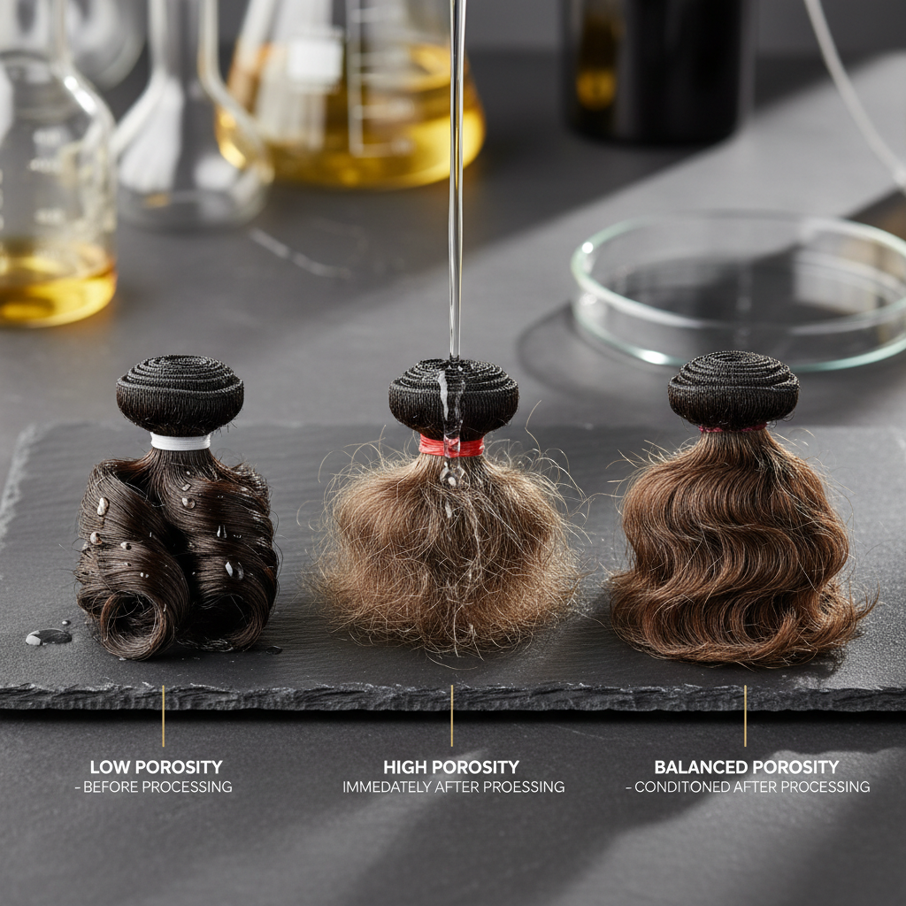 Comparing hair porosity states after chemical processing in the context of Hair Porosity and Chemical Processing