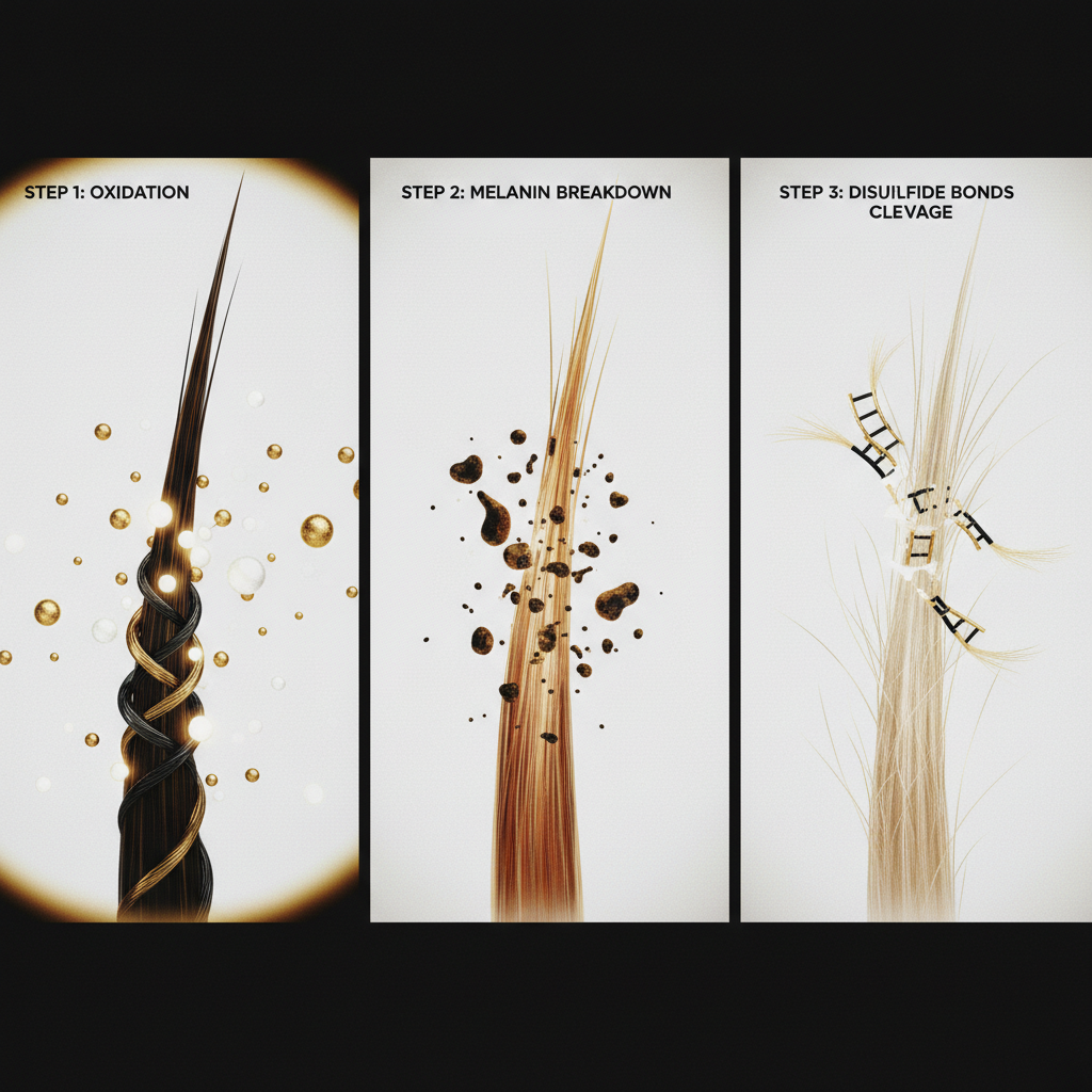 The mechanism: step-by-step chemical breakdown in the context of How Chemical Bleaching Affects Hair