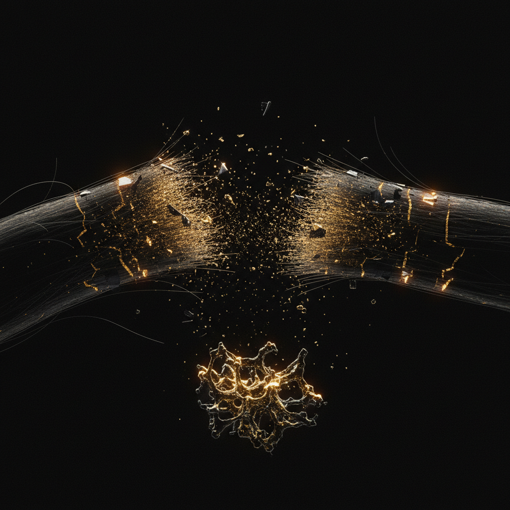 Microscopic view illustrating how hair breaks through cuticle damage and cortical fibre fracture