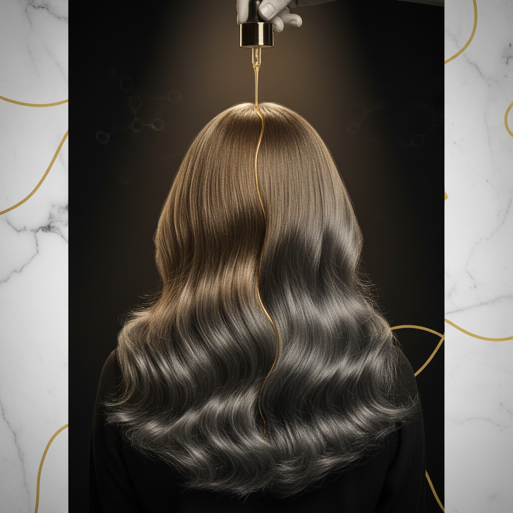 Stylist demonstrating how to balance hair porosity on a client with textured, wavy hair.