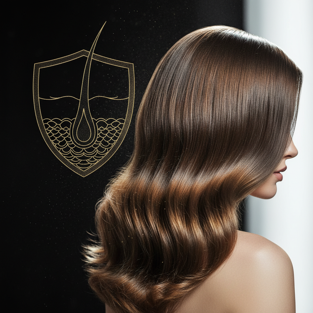 Stylist demonstrating how to protect the hair cuticle with gentle wide tooth comb detangling on wet hair