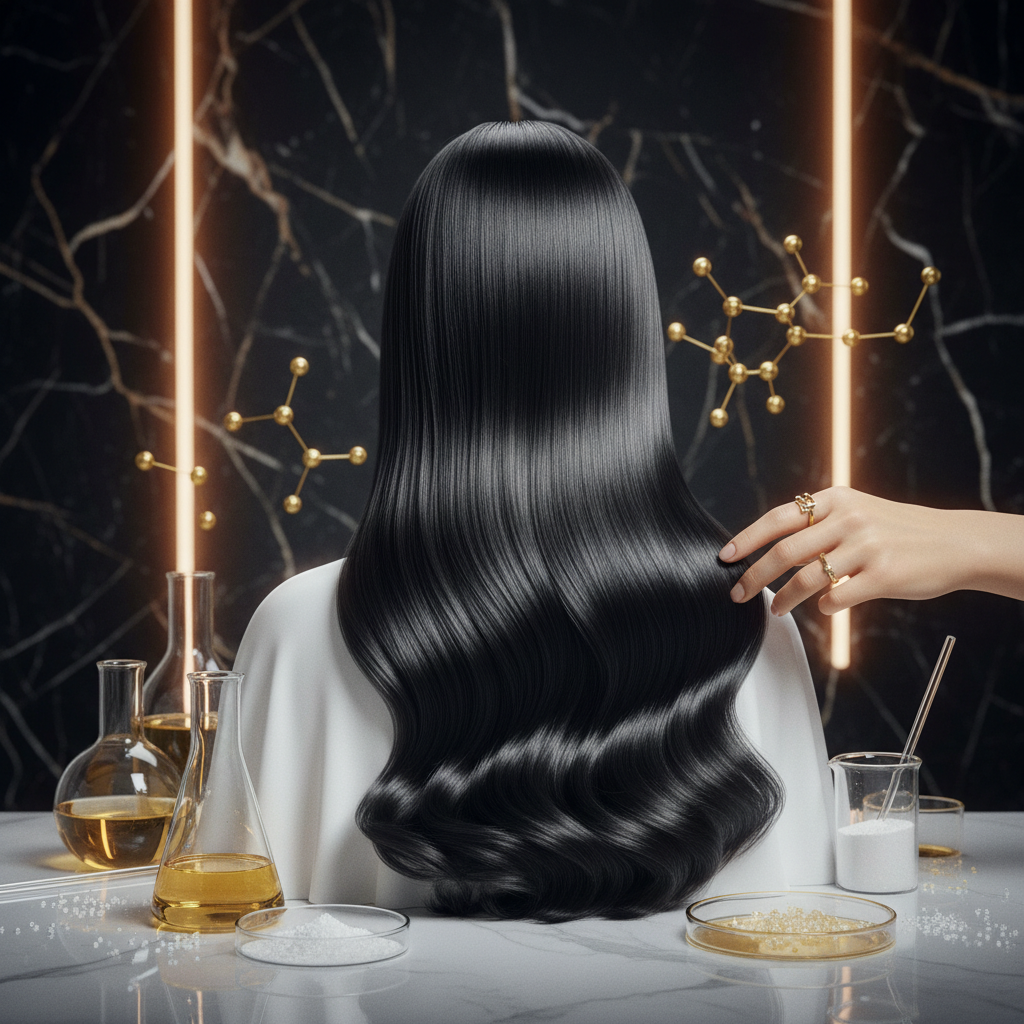 Hydrolysed Keratin Treatments liquid protein formula being applied directly to wet hair strands