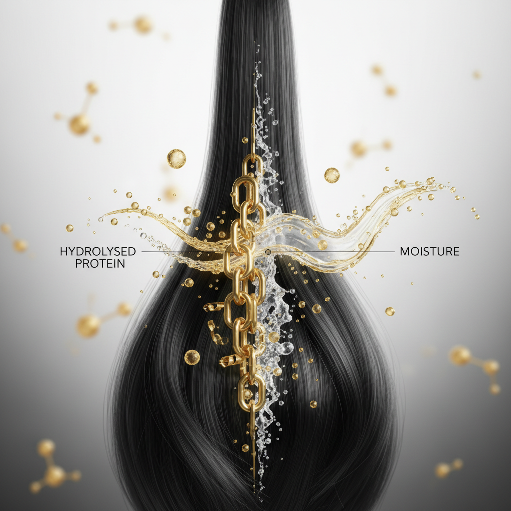 The biological and chemical mechanism in the context of Hydrolysed Protein vs Moisture for Hair