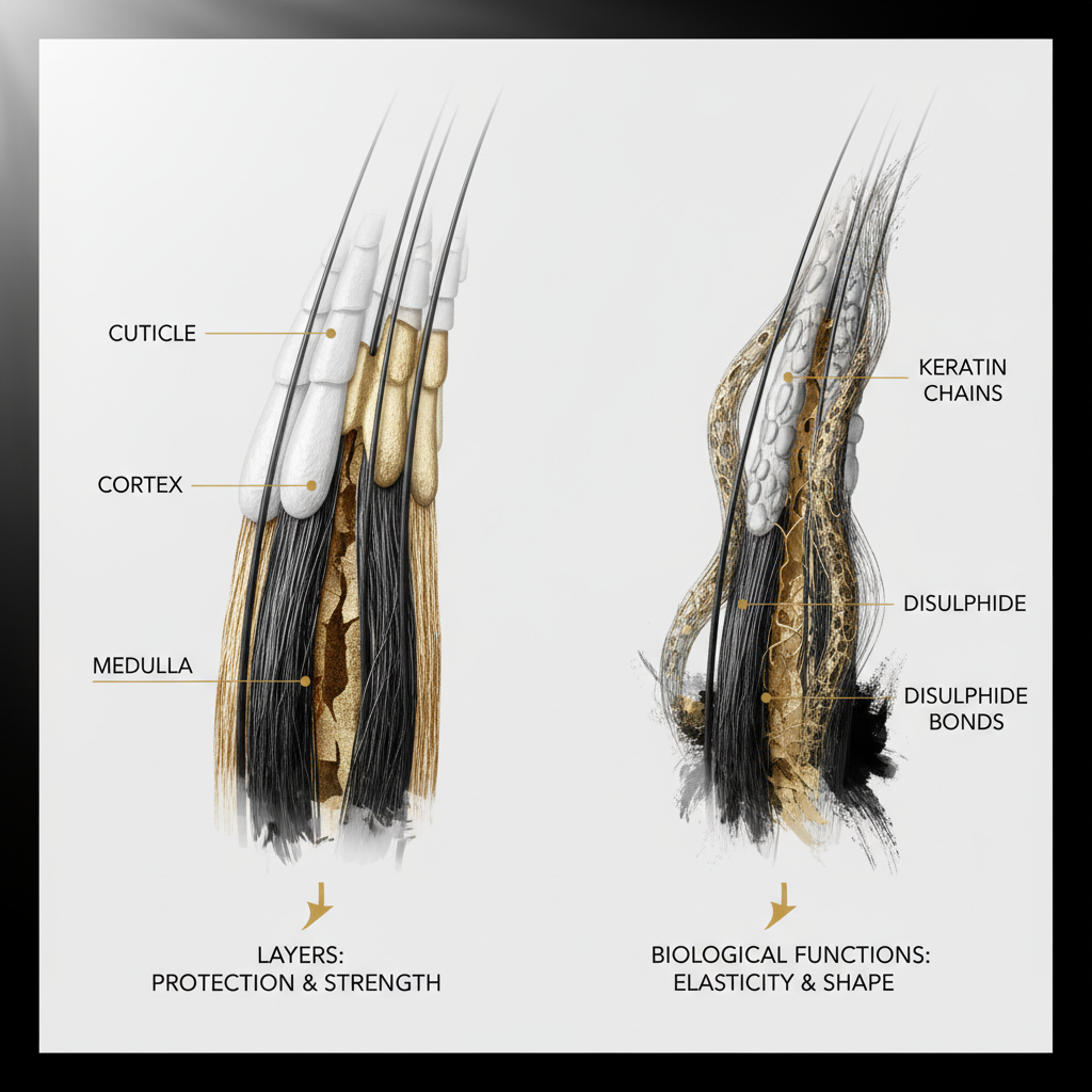 Structural comparison: layers and their biological functions in the context of Keratin and Hair Fibre Anatomy