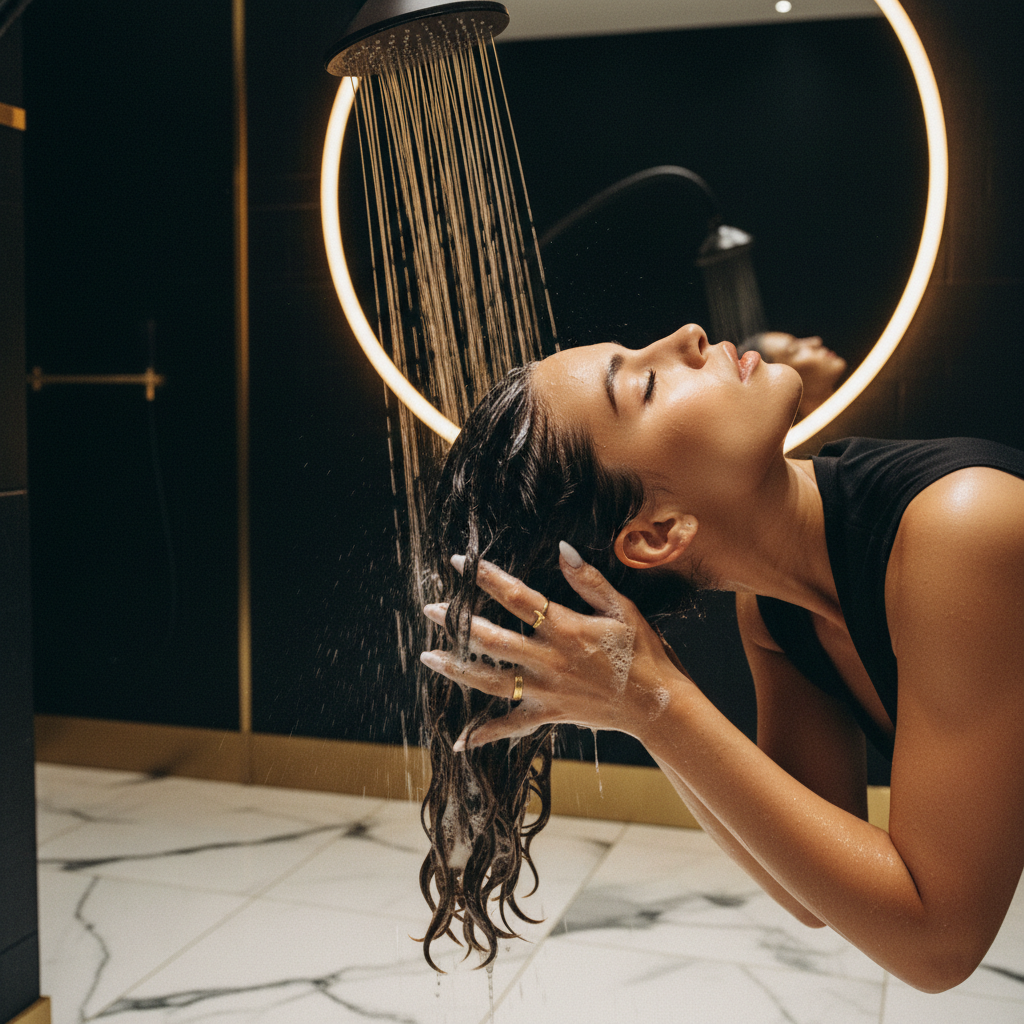 Ketoconazole Hair Washing Guide visual showing lather massaged carefully onto the scalp area