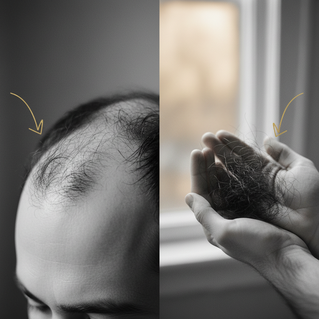 Signs to look for: pattern loss versus shedding in the context of Male Pattern Baldness Stages
