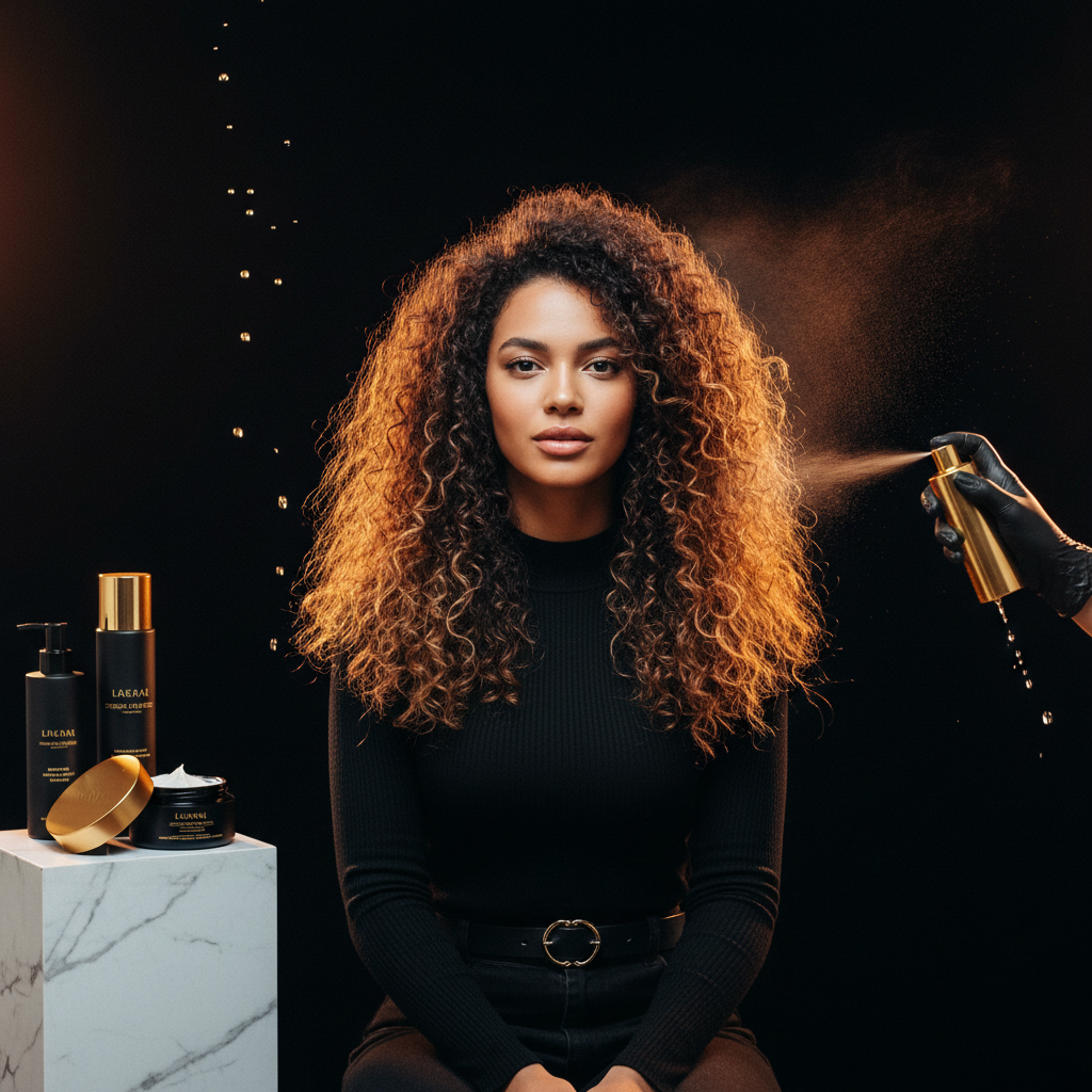 Stylist hands carefully managing hygral fatigue in hair by examining wet strands for elasticity and breakage