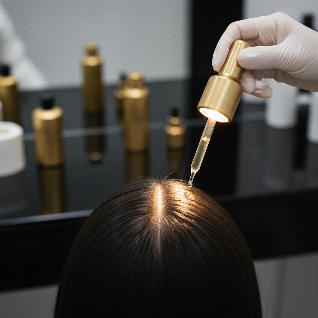 A close-up view of hair roots on a clean scalp, illustrating managing oily scalp and sebum production