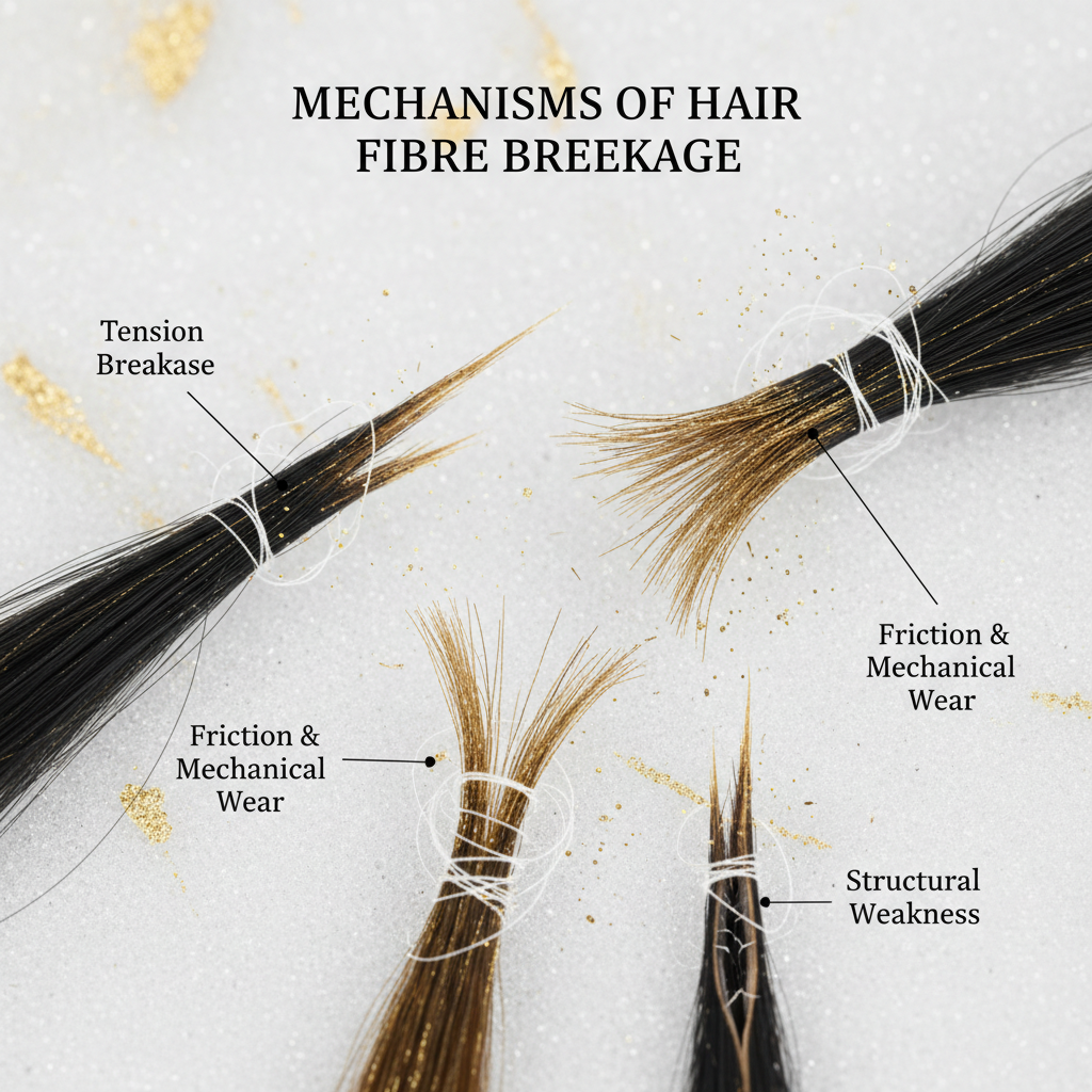 Mechanisms of hair fibre breakage in the context of Preventing Hair Fibre Breakage