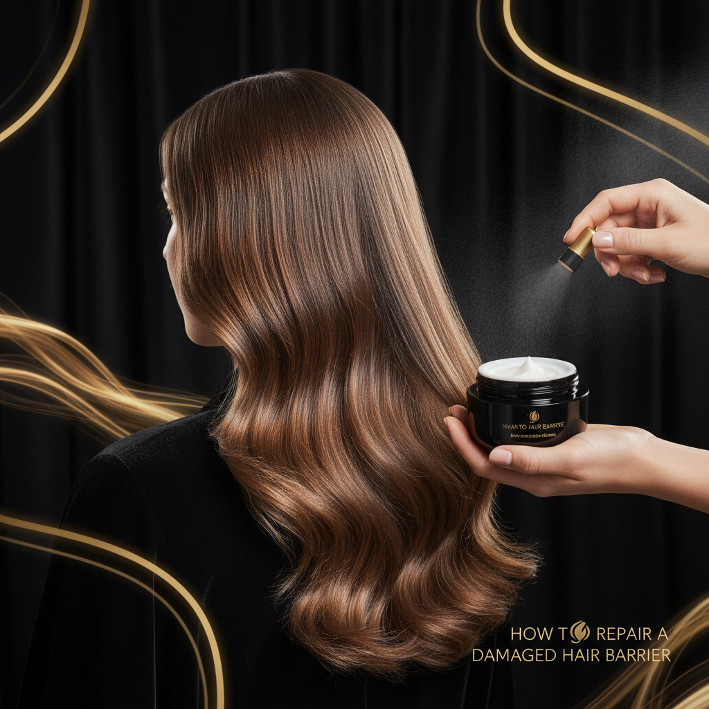 Microscopic view illustrating how to repair a damaged hair barrier with smoothed protective cuticle scales