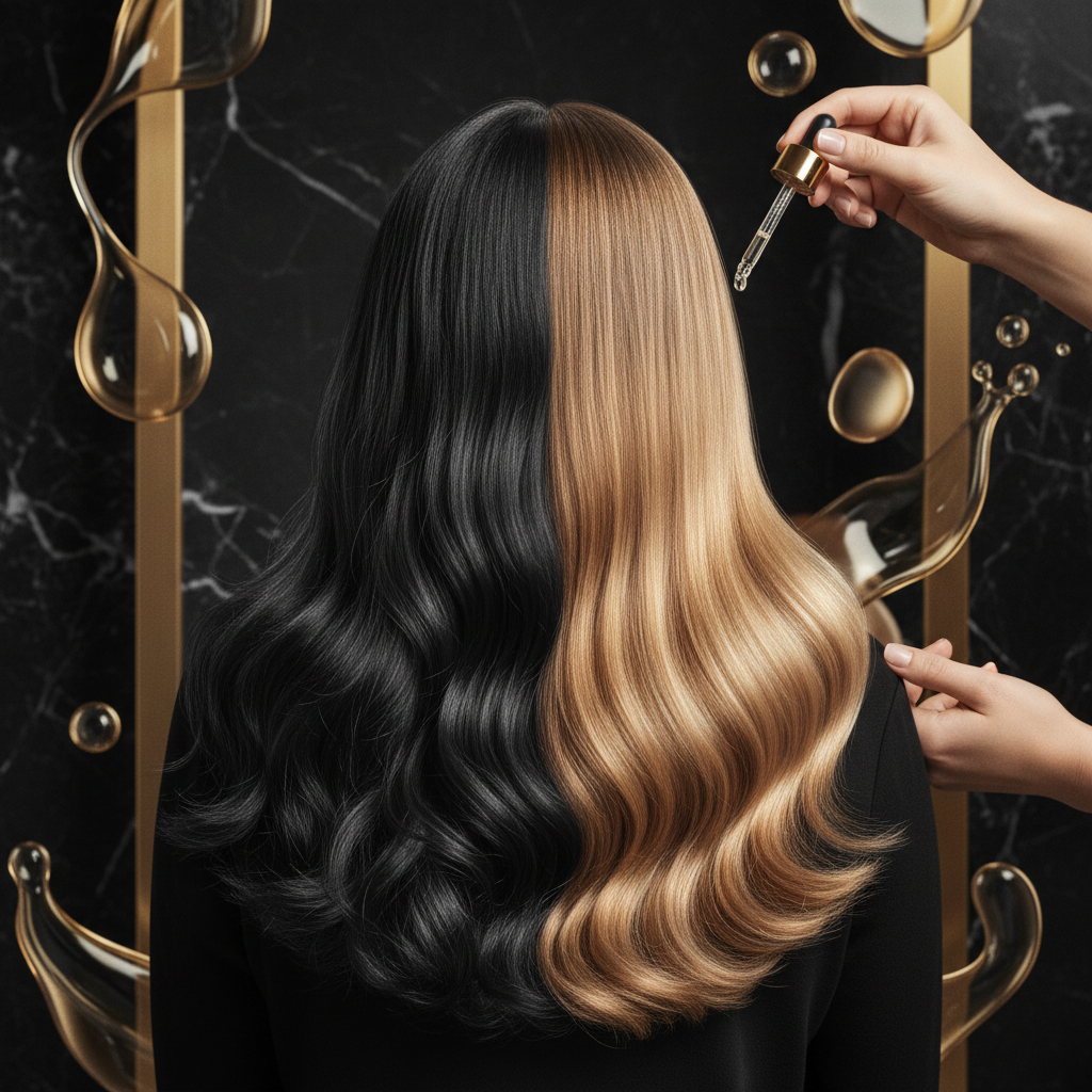 Stylist evaluating fragile strands while discussing repairing heat damaged hair in a modern salon