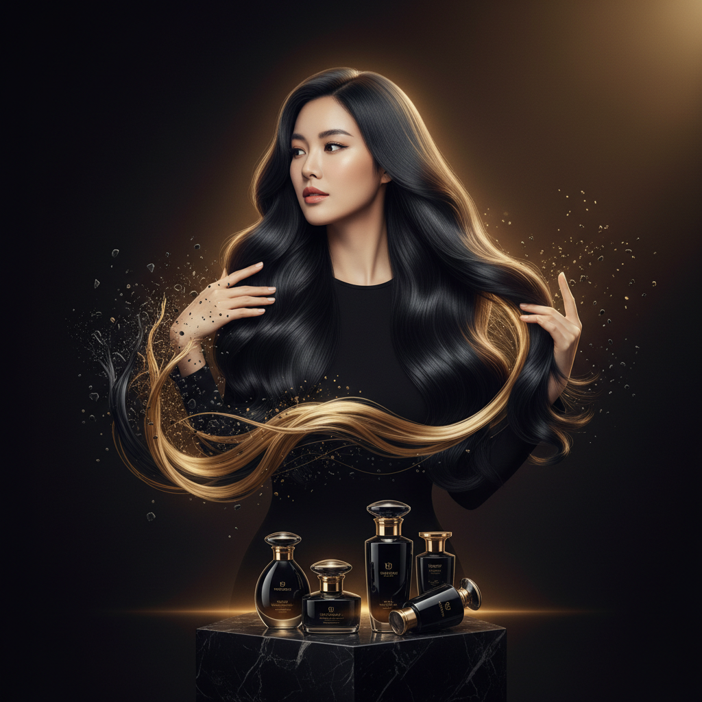 Close up of hands gently holding and assessing strands while repairing severely damaged hair