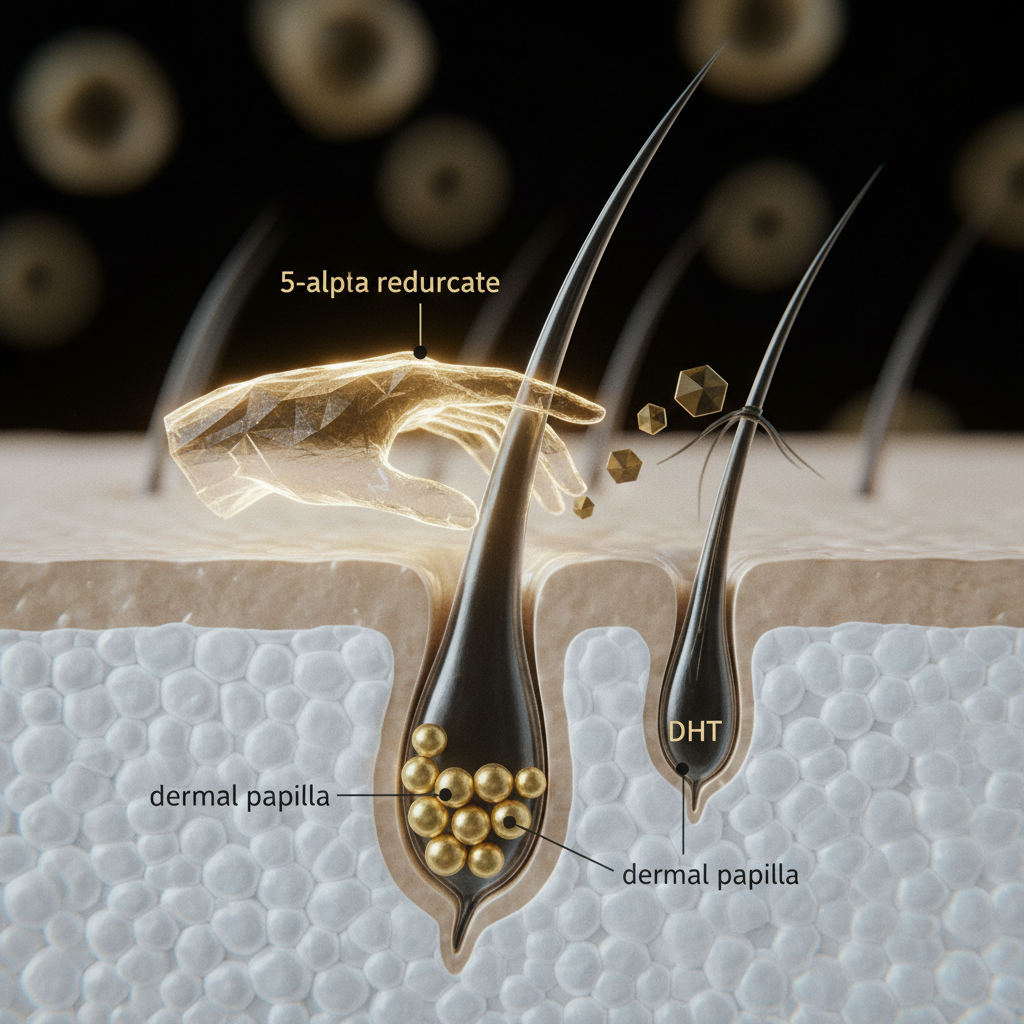 The biological mechanism: 5-alpha reductase and the dermal papilla in the context of The Role of DHT in Hair Thinning
