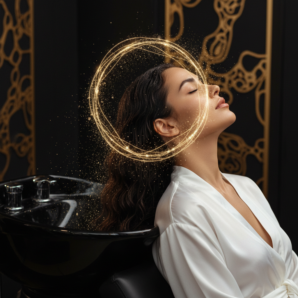 Person massaging cleansing shampoo into hair and scalp discussing Scalp Health and Washing Frequency