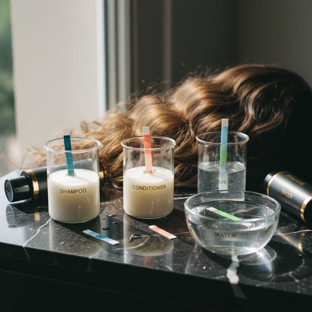 Comparing pH levels across hair products and water in the context of Scalp pH Balance