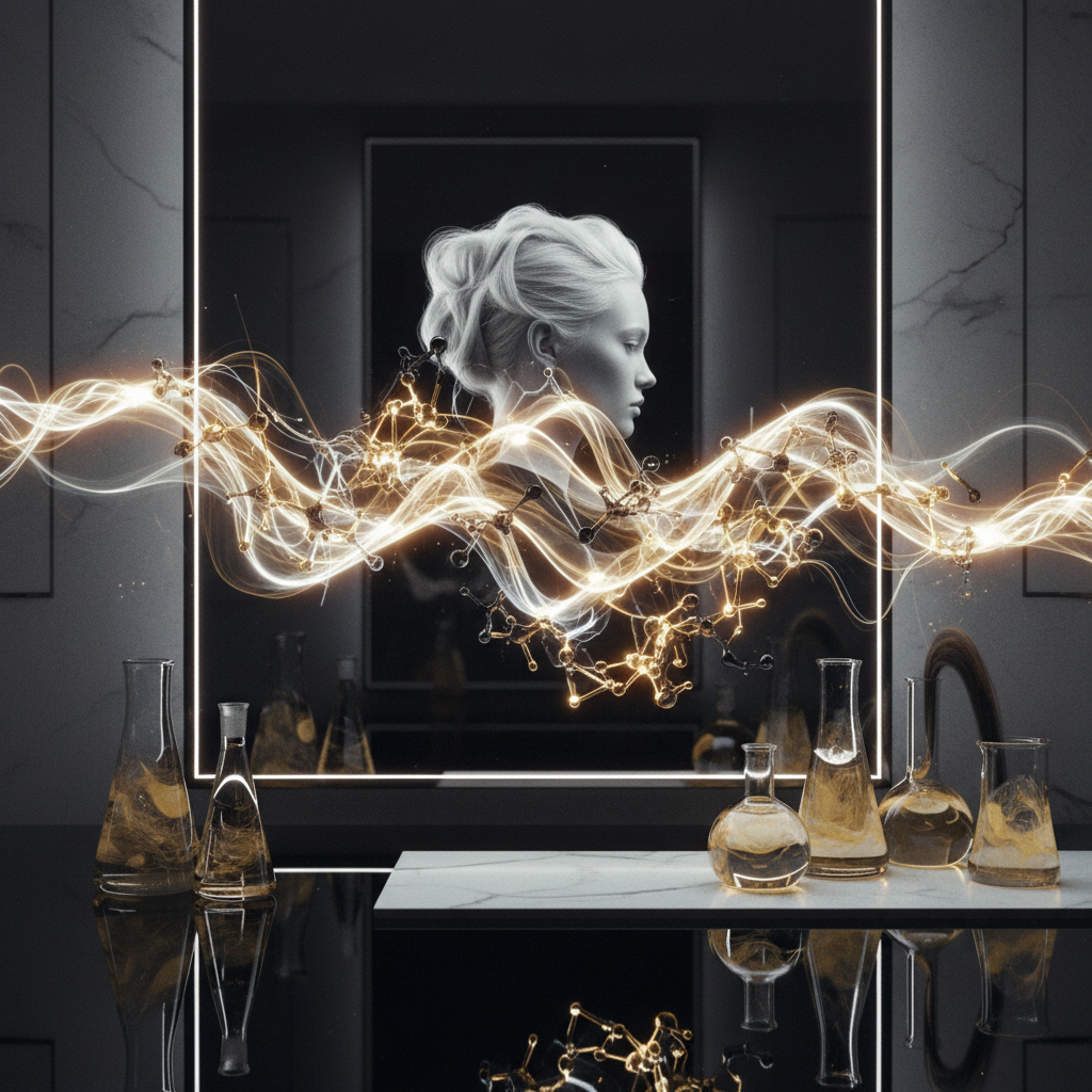 Stylist preparing bleach solution detailing the science of hair bleaching and disulfide bonds for colour treated hair