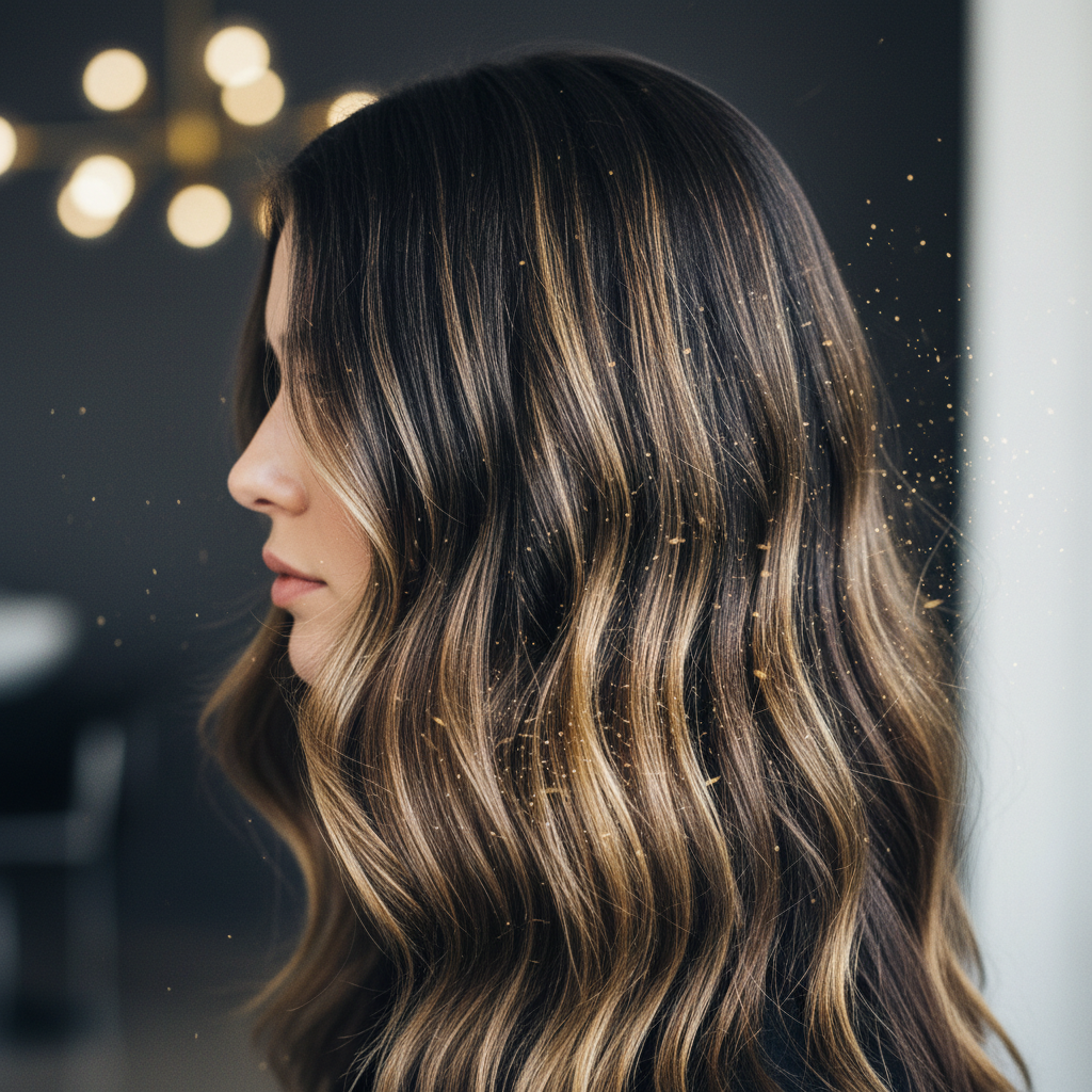 Close up view of fractured hair cuticles showing clear signs of thermal and chemical damage