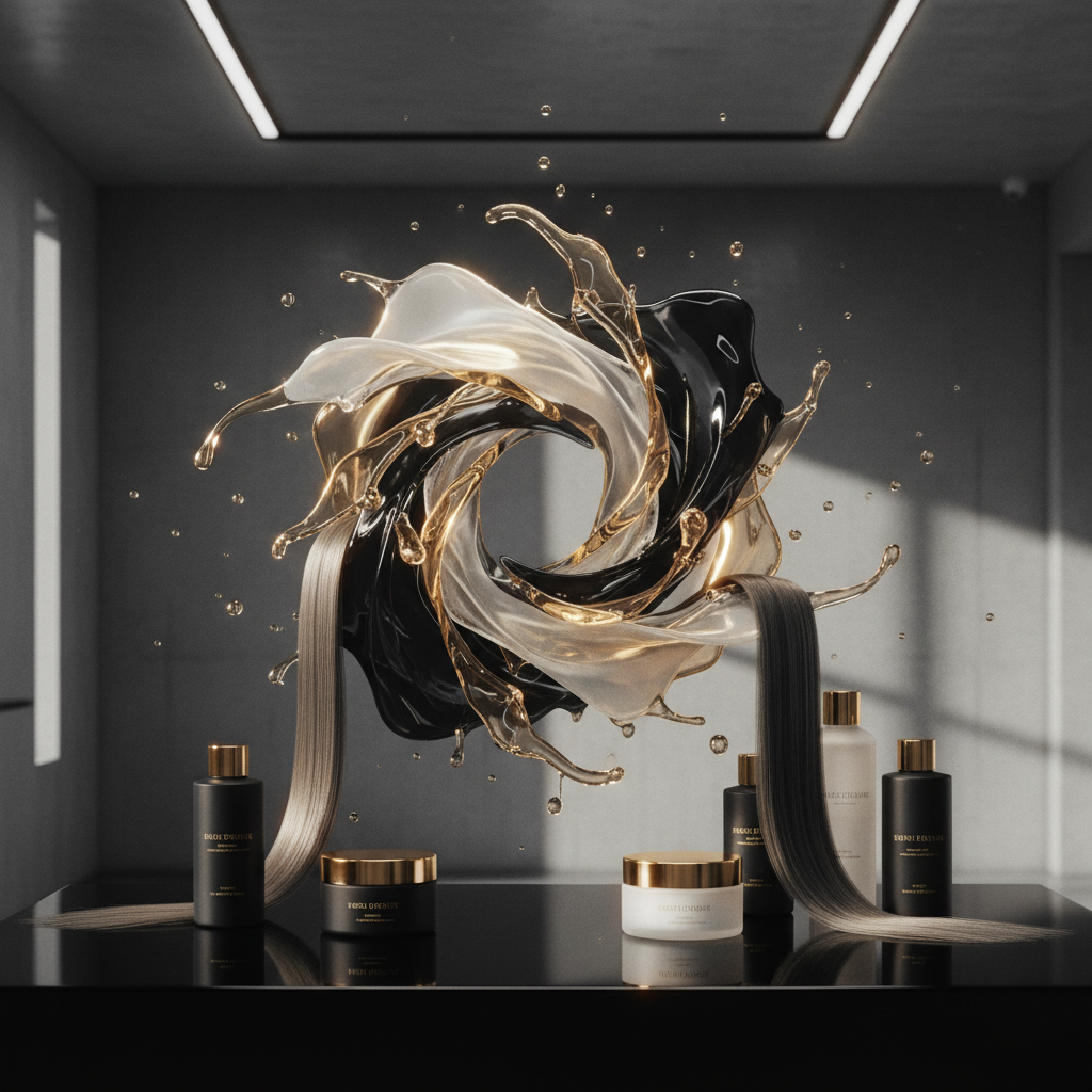 A stylist applying a protective serum representing Silicones and Film Formers in Modern Haircare on hair.