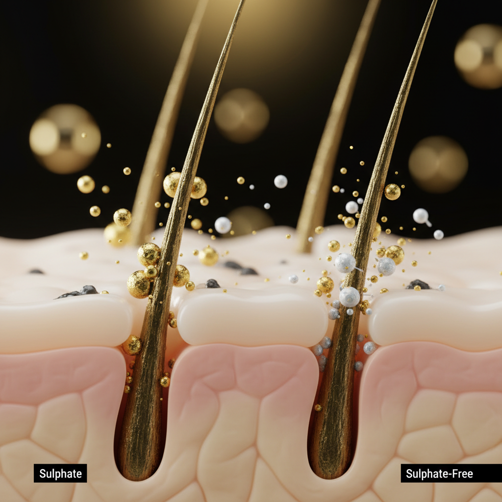 How surfactants work on the hair and scalp in the context of Sulphates versus Sulphate-Free Shampoos