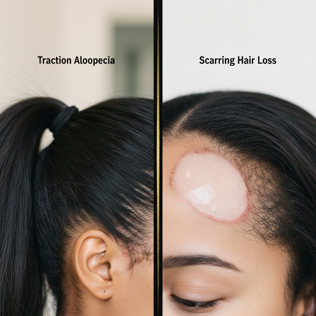Comparing mechanisms and clinical presentations in the context of Traction Alopecia vs Scarring Hair Loss