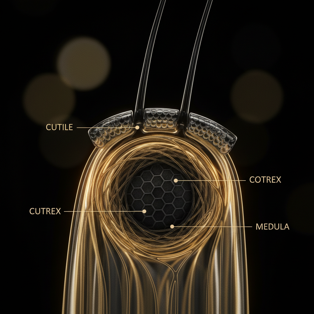 Diagram demonstrating Understanding Hair Shaft Anatomy showing the cuticle cortex and medulla layers