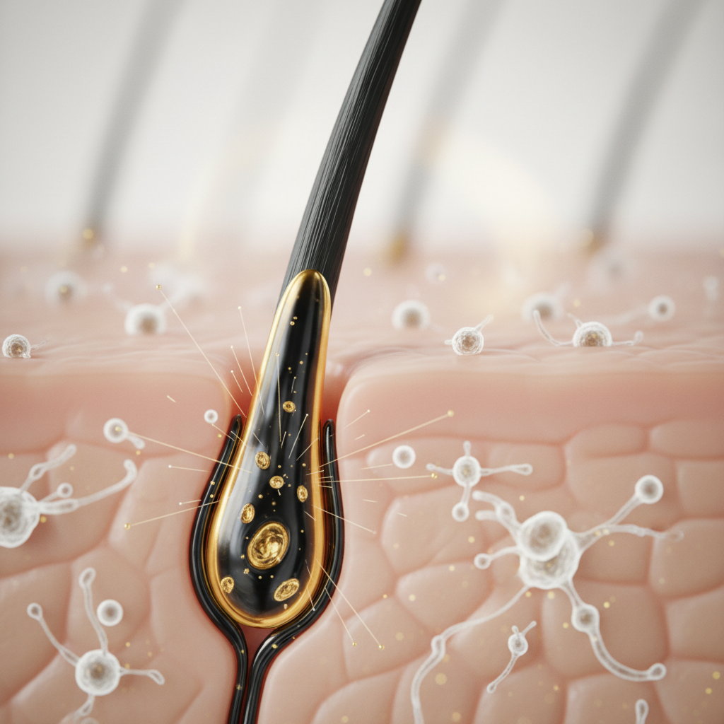 The biological mechanism: sebum, oxidation, and the microbiome in the context of Understanding Scalp Sebum and Follicle Health